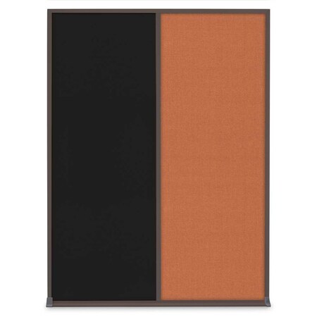 United Visual Products Single Door Radius Corkboard, 36"X36", B UV8002-BLACK-MEDGRY